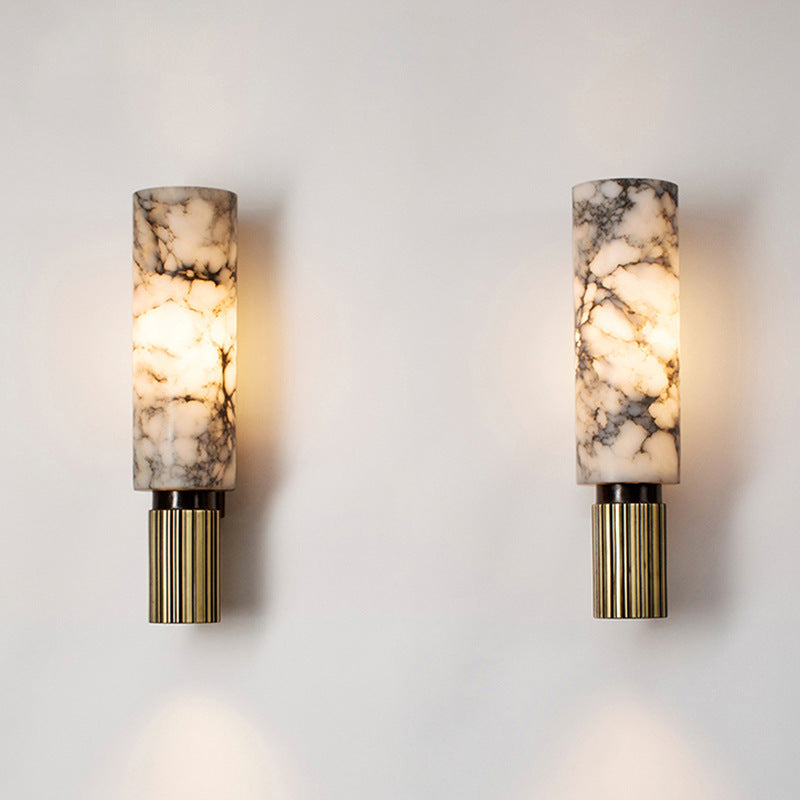 Elegant Stone Wall Sconce Light with LED Bulb | Copper Finish for Cozy Ambiance