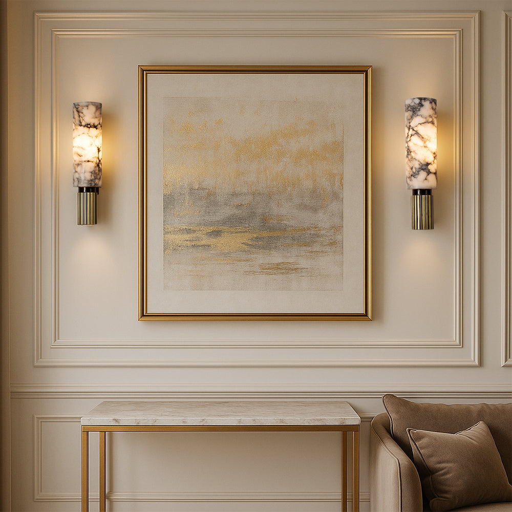 Elegant Stone Wall Sconce Light with LED Bulb | Copper Finish for Cozy Ambiance