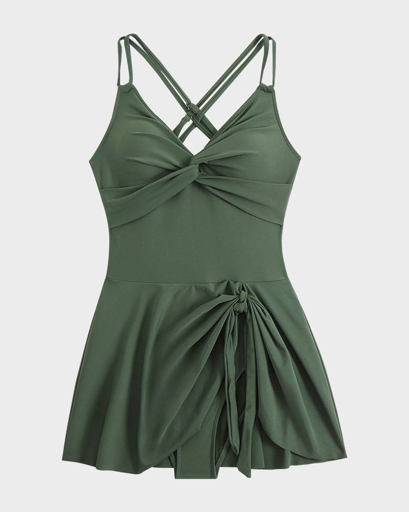 Elegant Swim Dress for Women with Tummy Control & Adjustable Straps | Flattering Swimdress for Beach Comfort