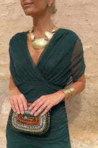 Elegant V-Neck Maxi Dress with Flowing Skirt | Long Dresses for Women