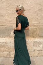 Elegant V-Neck Maxi Dress with Flowing Skirt | Long Dresses for Women