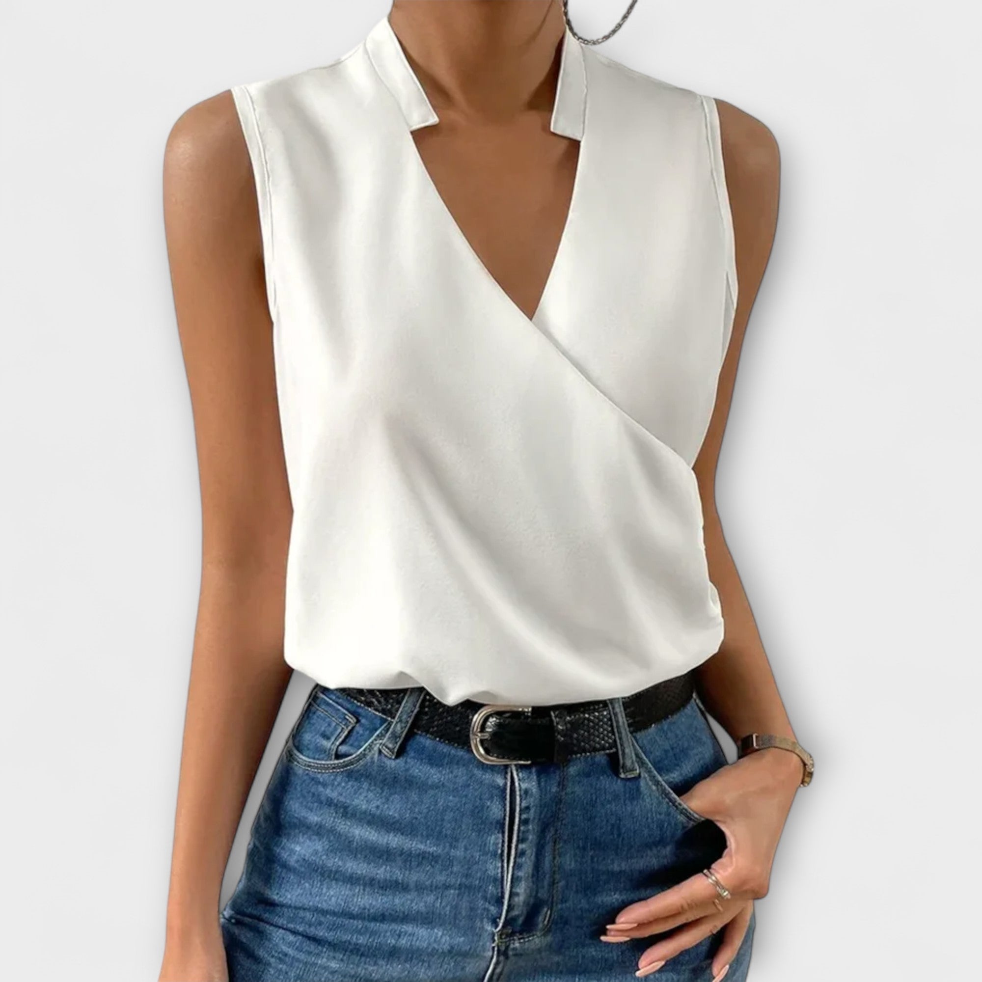 Elegant V-Neck Tank Top for Women with Breathable Fabric | Stylish Summer Blouse for Everyday Comfort