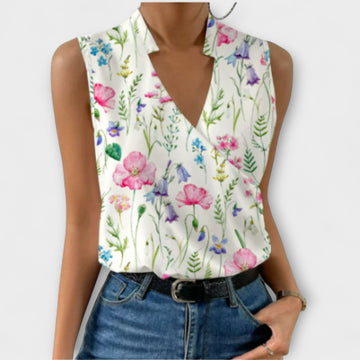 Elegant V-Neck Tank Top for Women with Breathable Fabric | Stylish Summer Blouse for Everyday Comfort