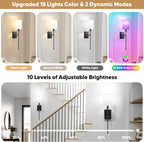 Elegant Wall Sconce Lighting Set of 2 with Remote Control - Dimmable LED Wall Lights for Versatile Home Decor