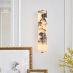 Elegant Wall Sconce Lighting with Black Marble Shade & Warm Illumination for Timeless Home Decor
