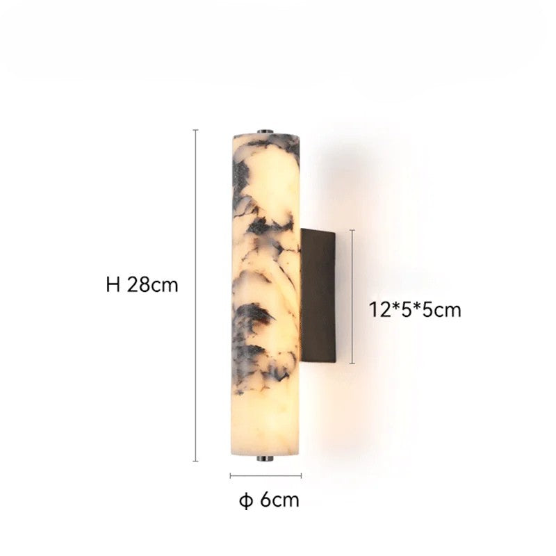 Elegant Wall Sconce Lighting with Black Marble Shade & Warm Illumination for Timeless Home Decor
