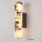 Elegant Wall Sconce Lighting with Black Marble Shade & Warm Illumination for Timeless Home Decor