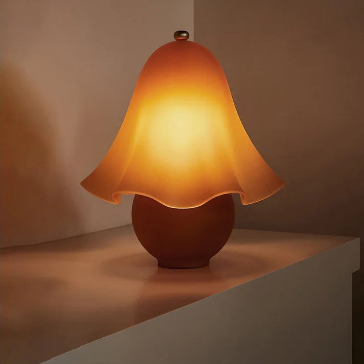 Elegant White Glass Table Lamp with Copper Accent | Dimmable Bedside Lighting for Cozy Ambiance