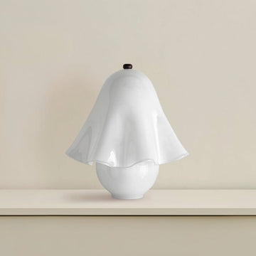 Elegant White Glass Table Lamp with Copper Accent | Dimmable Bedside Lighting for Cozy Ambiance