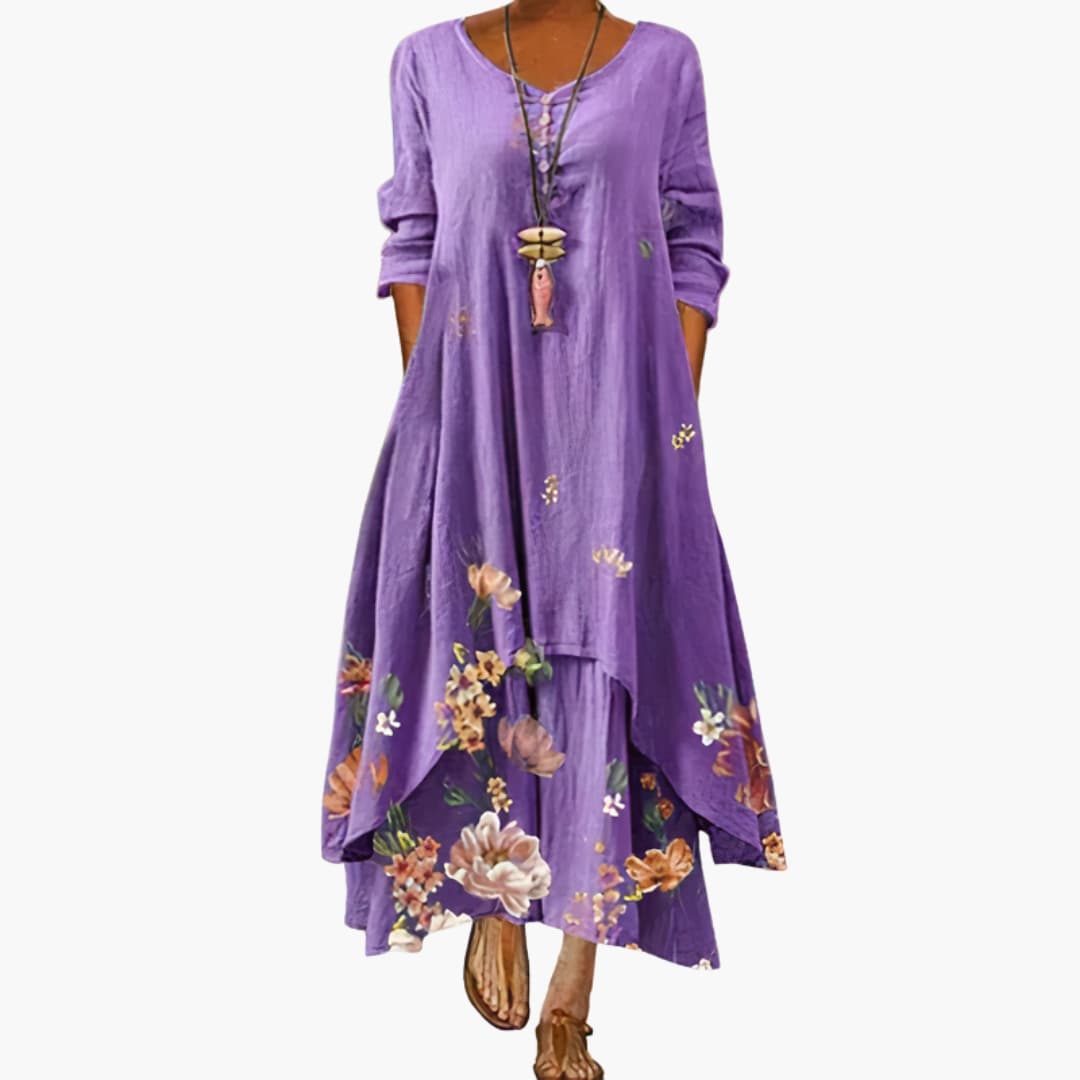 Elegant Women's Dress | A-Line Design with Side Pockets | Comfortable Mid-Length Dress for Effortless Style