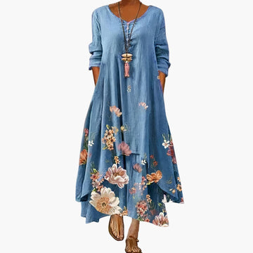 Elegant Women's Dress | A-Line Design with Side Pockets | Comfortable Mid-Length Dress for Effortless Style