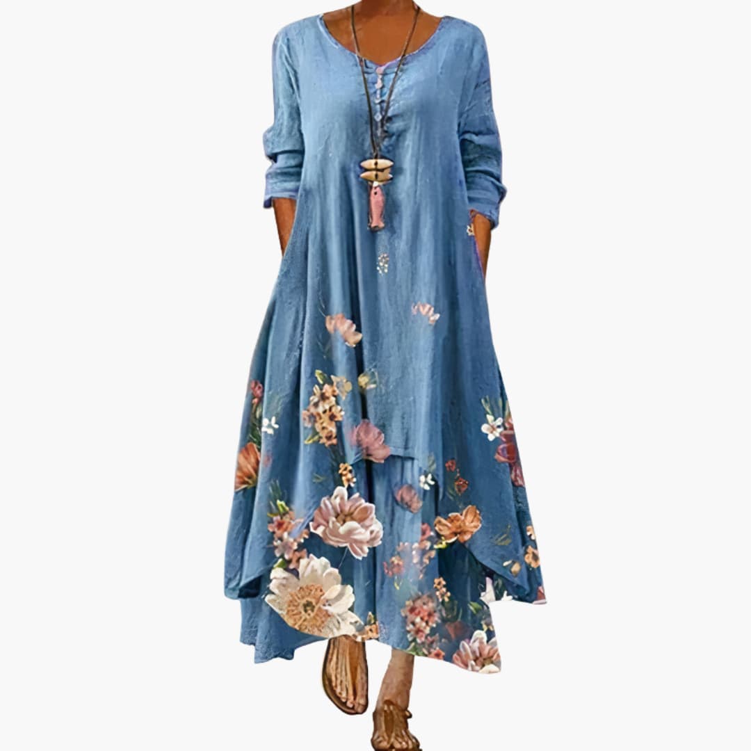Elegant Women's Dress | A-Line Design with Side Pockets | Comfortable Mid-Length Dress for Effortless Style