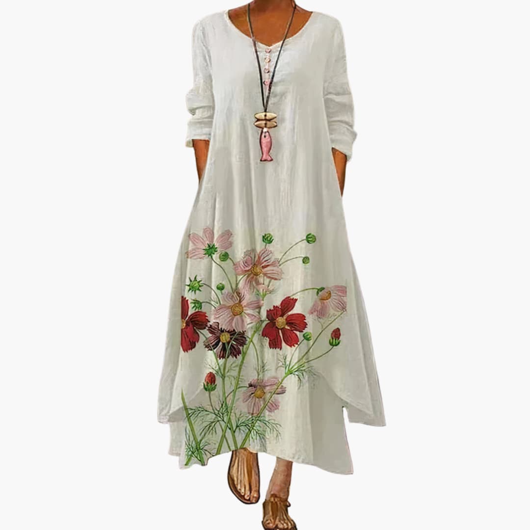 Elegant Women's Dress | A-Line Design with Side Pockets | Comfortable Mid-Length Dress for Effortless Style