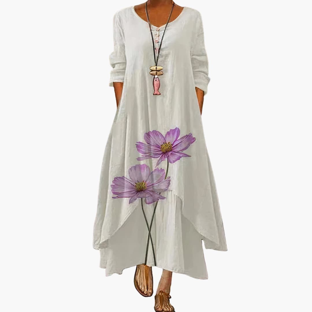 Elegant Women's Dress | A-Line Design with Side Pockets | Comfortable Mid-Length Dress for Effortless Style
