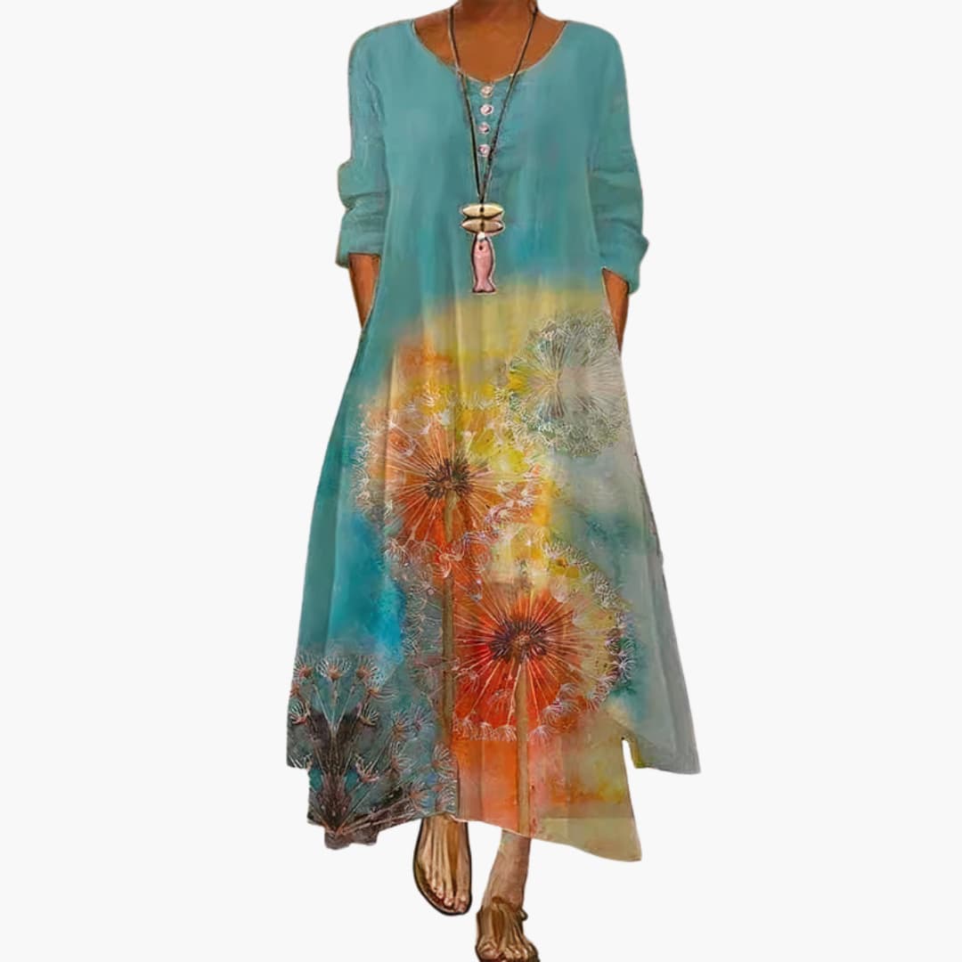 Elegant Women's Dress | A-Line Design with Side Pockets | Comfortable Mid-Length Dress for Effortless Style