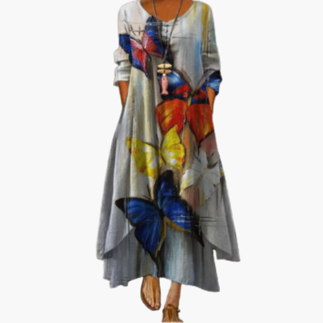 Elegant Women's Dress | A-Line Design with Side Pockets | Comfortable Mid-Length Dress for Effortless Style