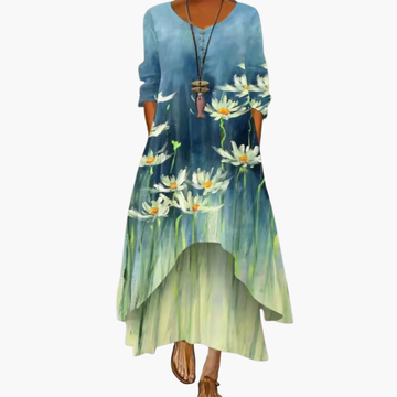 Elegant Women's Dress | A-Line Design with Side Pockets | Comfortable Mid-Length Dress for Effortless Style