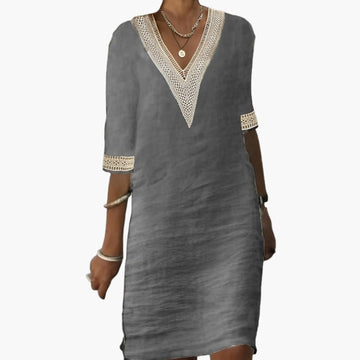 Elegant Women's Dress | Knee-Length Style with Round Neck & Short Sleeves | Versatile Fashion for Any Occasion