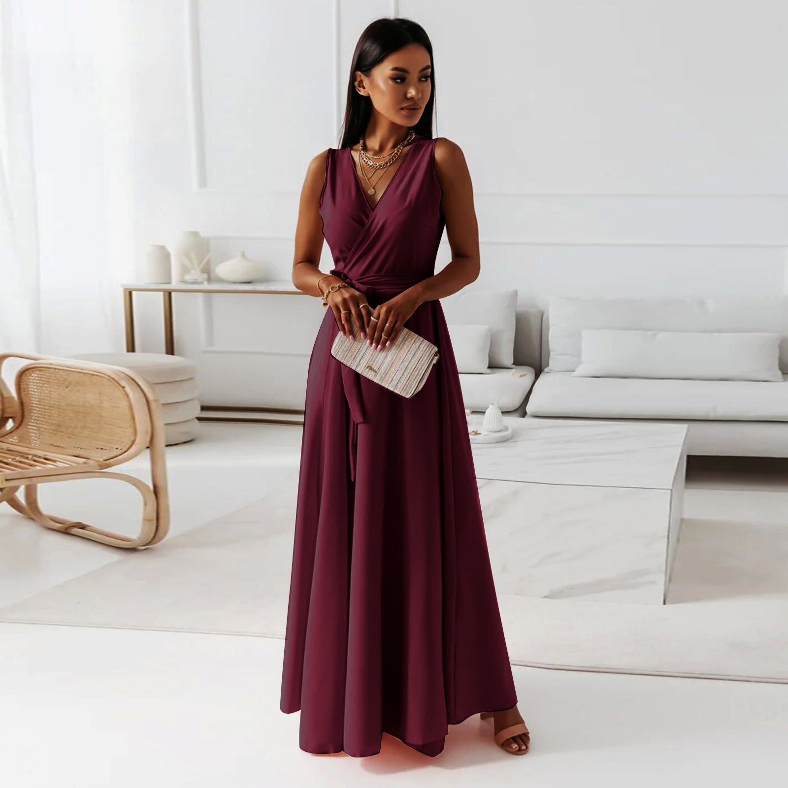 Elegant Wrap Maxi Dress | Flattering Silhouette for Women's Formal Events