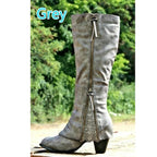 Elegant | Black Knee High Boots with Lace Detail & Block Heel for All-Day Wear