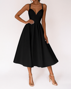 Elegant | White Midi Dress for Women with Strappy Neckline | Flattering Fit for Special Occasions