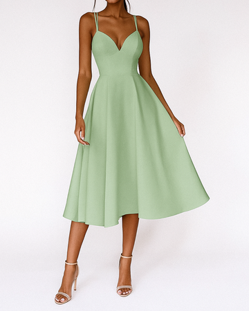 Elegant | White Midi Dress for Women with Strappy Neckline | Flattering Fit for Special Occasions