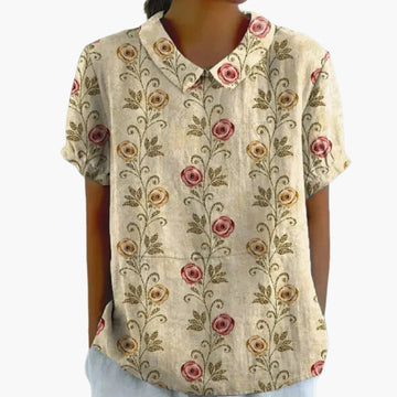 Floral Print Women's Blouse with Crew Neck & Short Sleeves | Stylish Summer Tops for Women