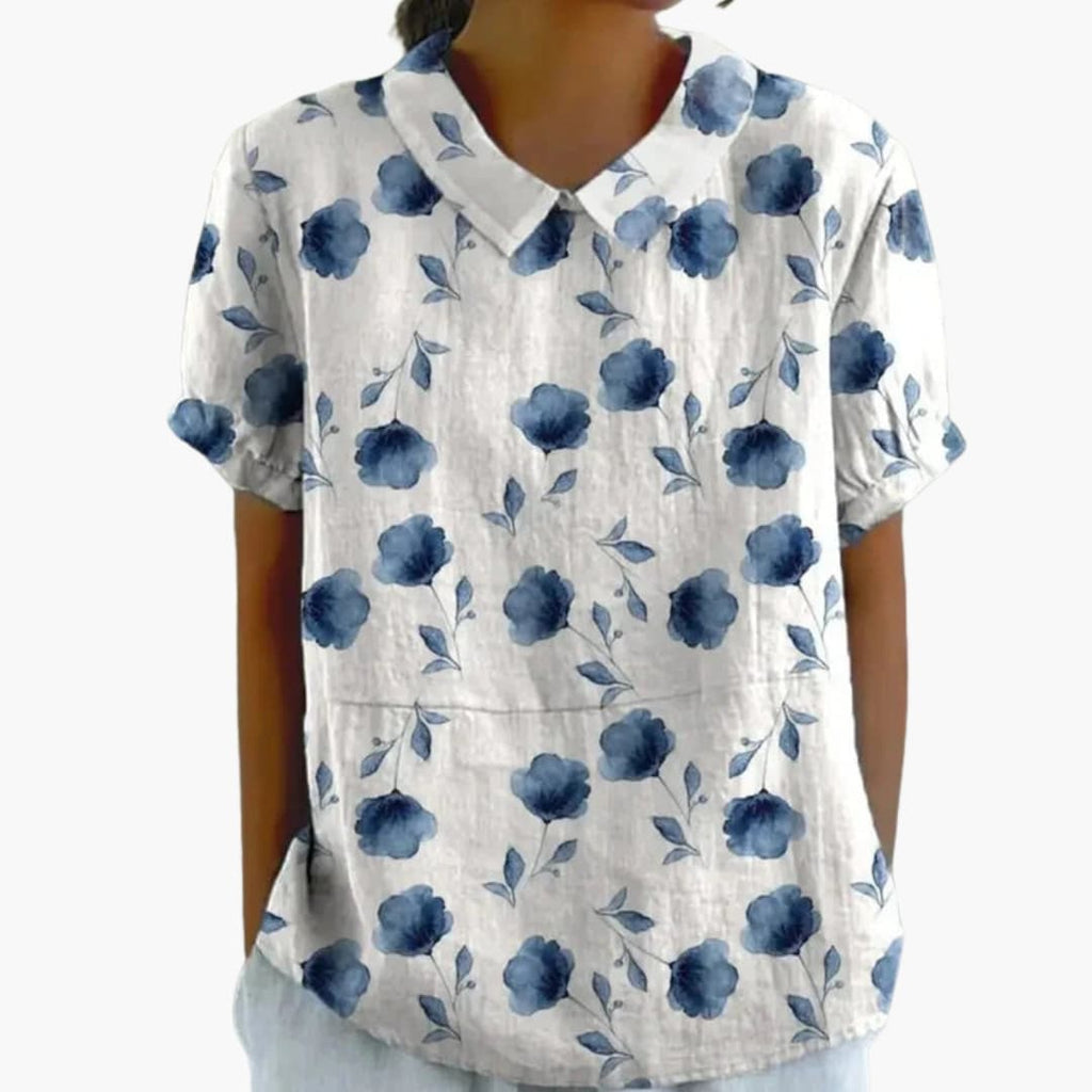 Floral Print Women's Blouse with Crew Neck & Short Sleeves | Stylish Summer Tops for Women