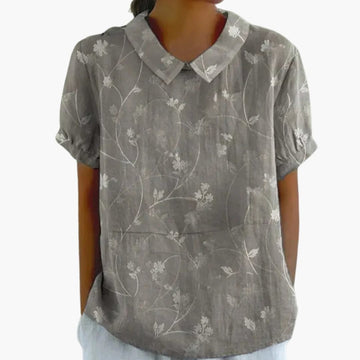 Floral Print Women's Blouse with Crew Neck & Short Sleeves | Stylish Summer Tops for Women