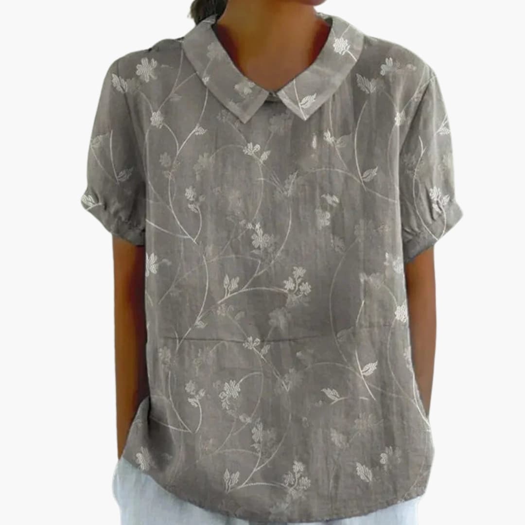 Floral Print Women's Blouse with Crew Neck & Short Sleeves | Stylish Summer Tops for Women