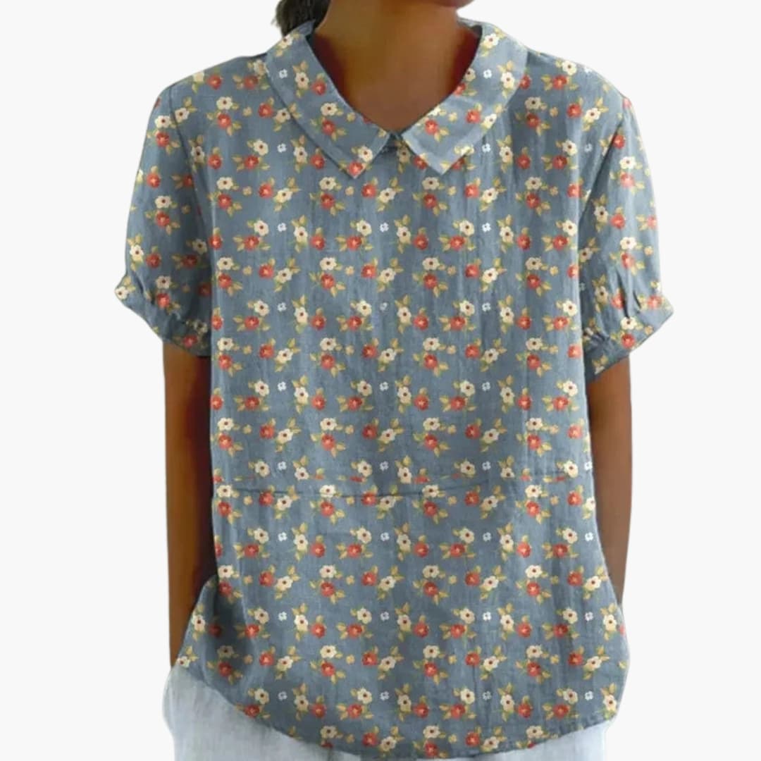 Floral Print Women's Blouse with Crew Neck & Short Sleeves | Stylish Summer Tops for Women
