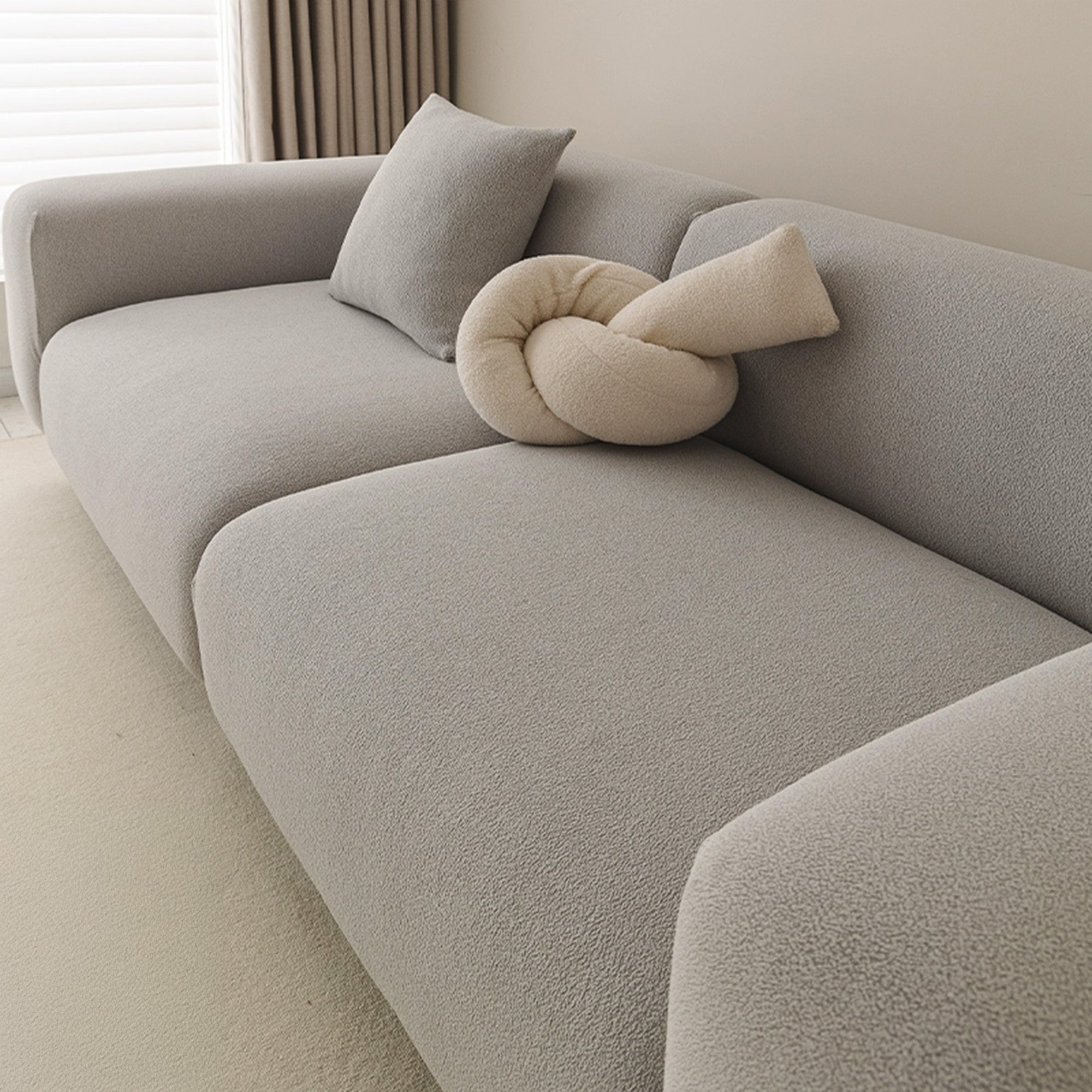 CloudNest Boucle Stretch Sofa Cover for Soft Full Room Protection