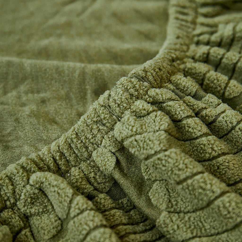 Velvet Leaf Stretch Sofa Cover with Waterproof Full Wrap Design