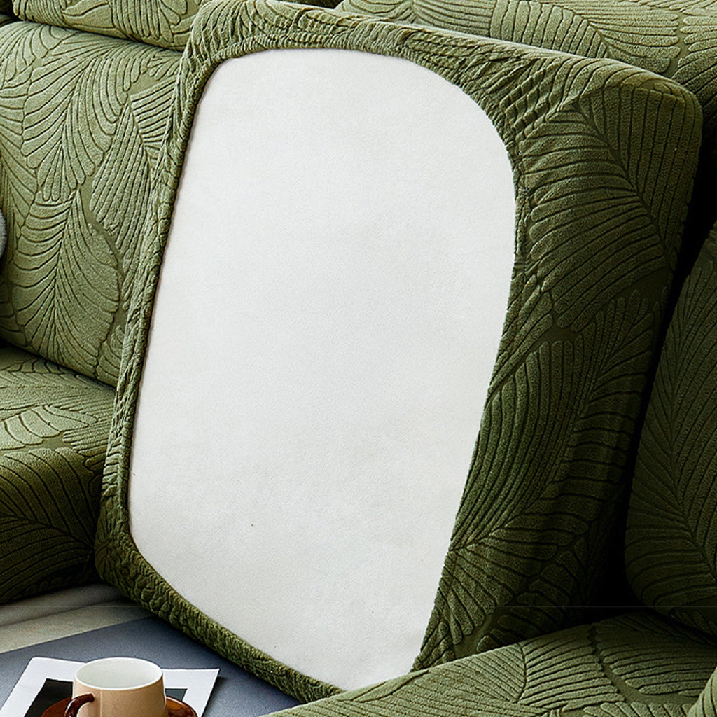 Velvet Leaf Stretch Sofa Cover with Waterproof Full Wrap Design