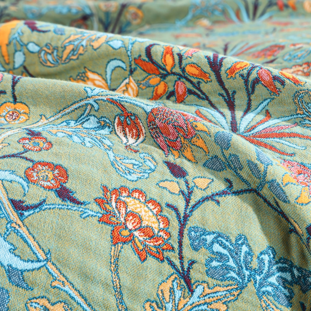 Reversible Cotton Floral Throw Blanket for Bed or Sofa