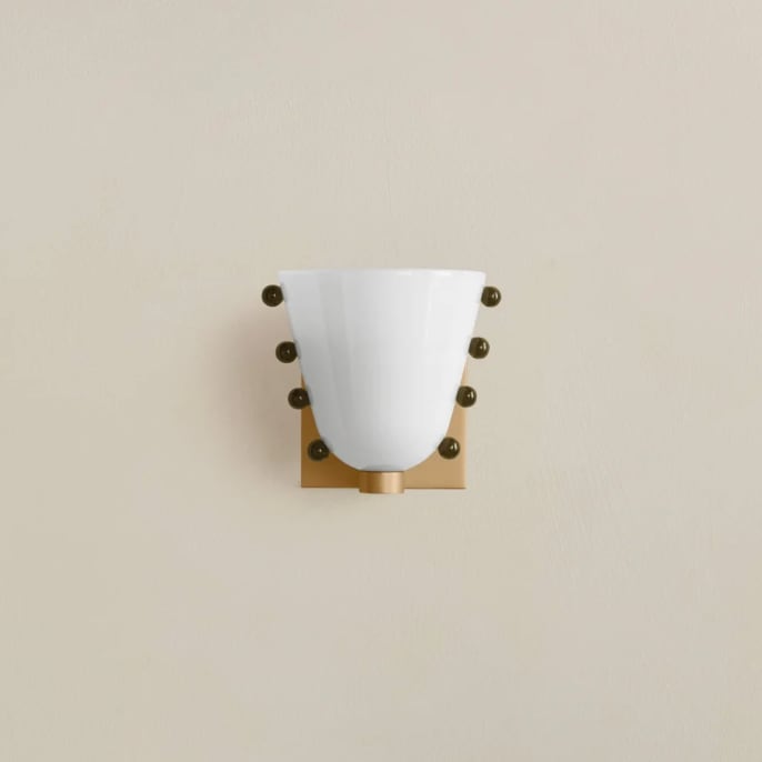 Gemma Glass Wall Sconce, Metal Backplate LED, Opaline Coffee, Dimmable