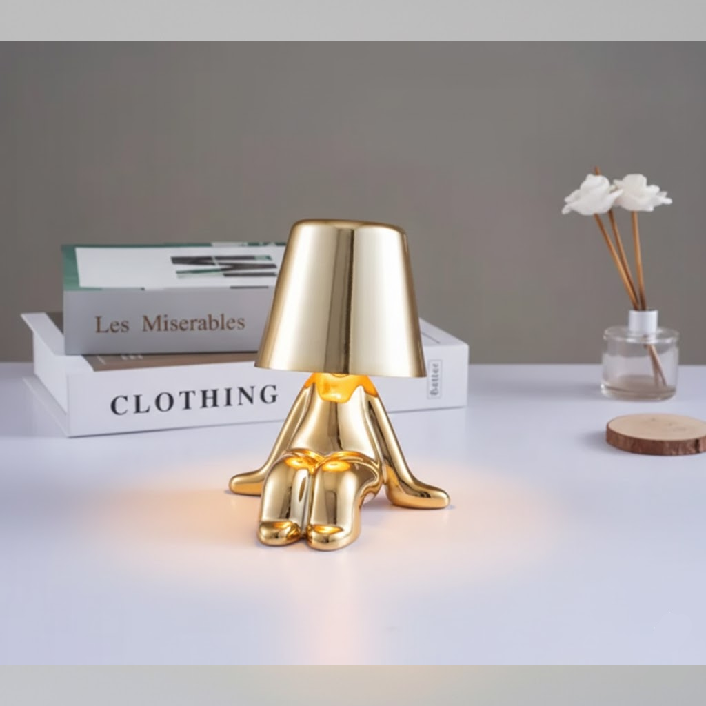 Modern Gold Figure Table Lamp Rechargeable LED Light
