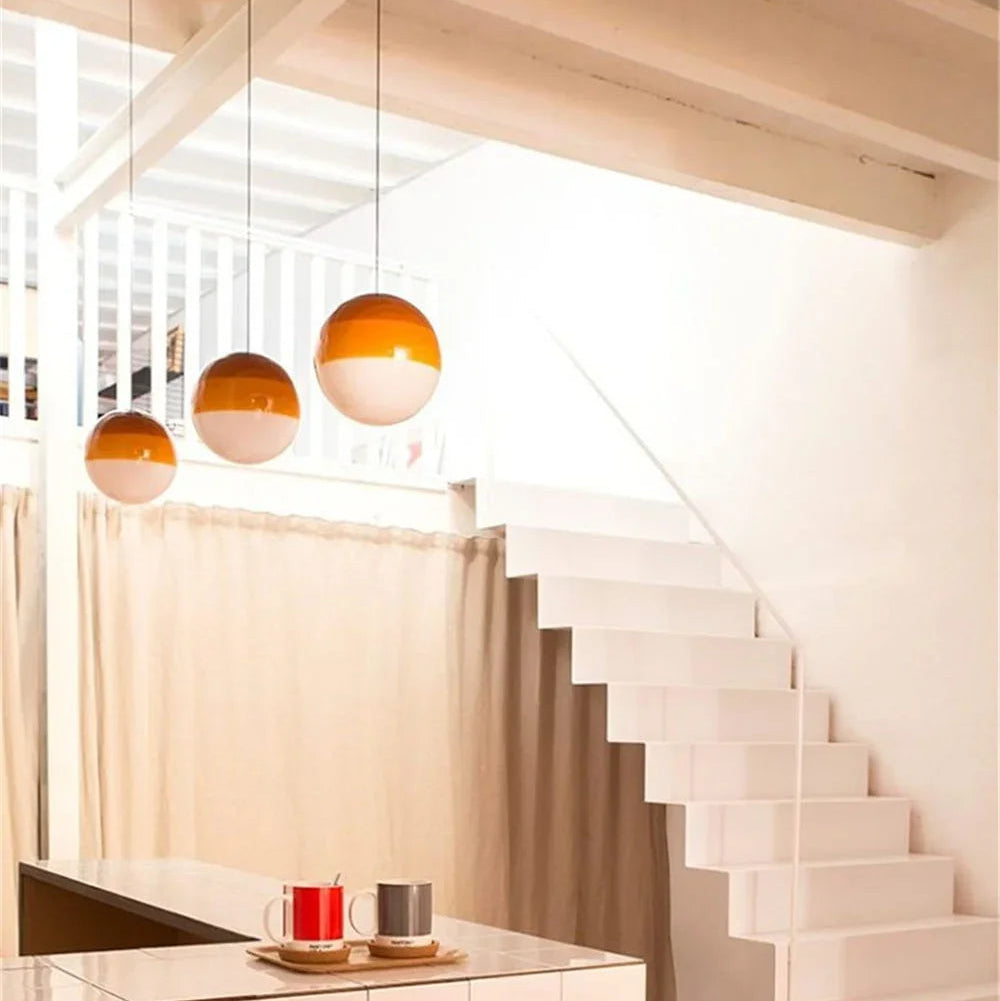 Gradient Glass Pendant Light with Dual Color Temperatures | Stylish Kitchen Pendant Lighting for Versatile Illumination