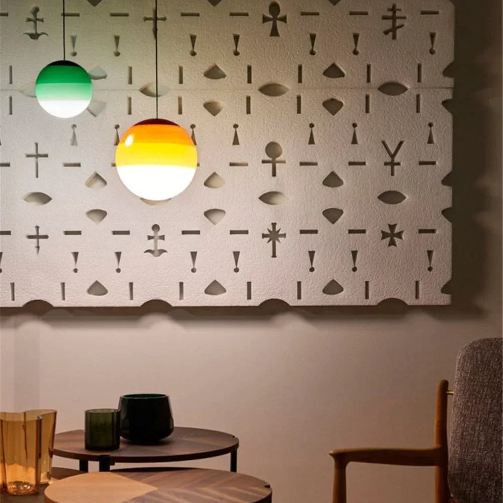 Gradient Glass Pendant Light with Dual Color Temperatures | Stylish Kitchen Pendant Lighting for Versatile Illumination