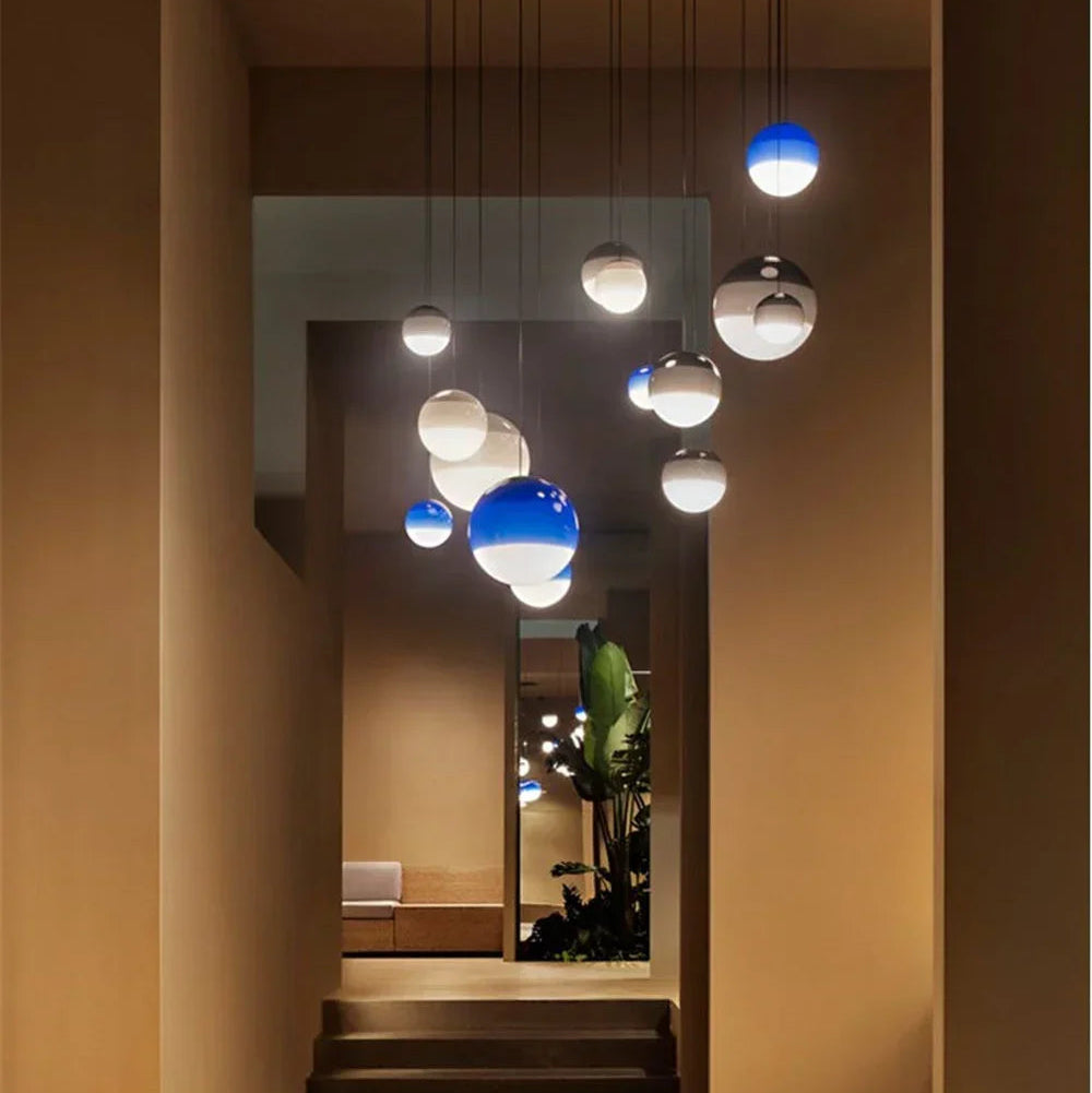 Gradient Glass Pendant Light with Dual Color Temperatures | Stylish Kitchen Pendant Lighting for Versatile Illumination