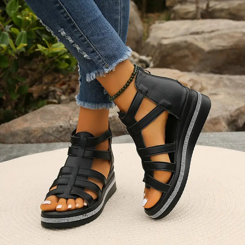 Hannah Comfort | Women's Sandals with Rhinestone Accents | Stylish Support for All-Day Wear