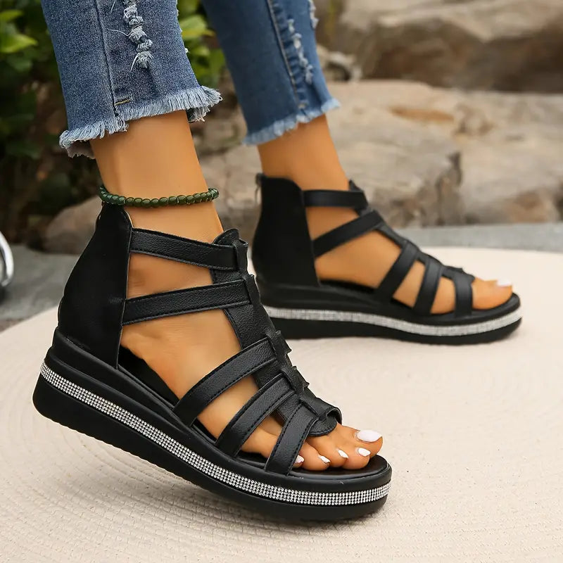 Hannah Comfort | Women's Sandals with Rhinestone Accents | Stylish Support for All-Day Wear