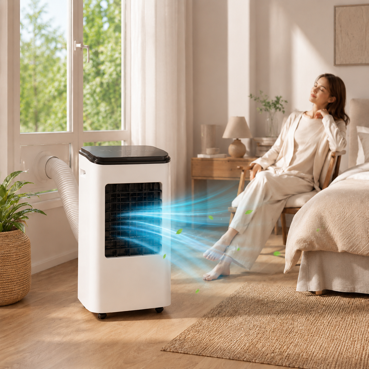 12000 BTU 3-in-1 portable air conditioner cooling a living room
