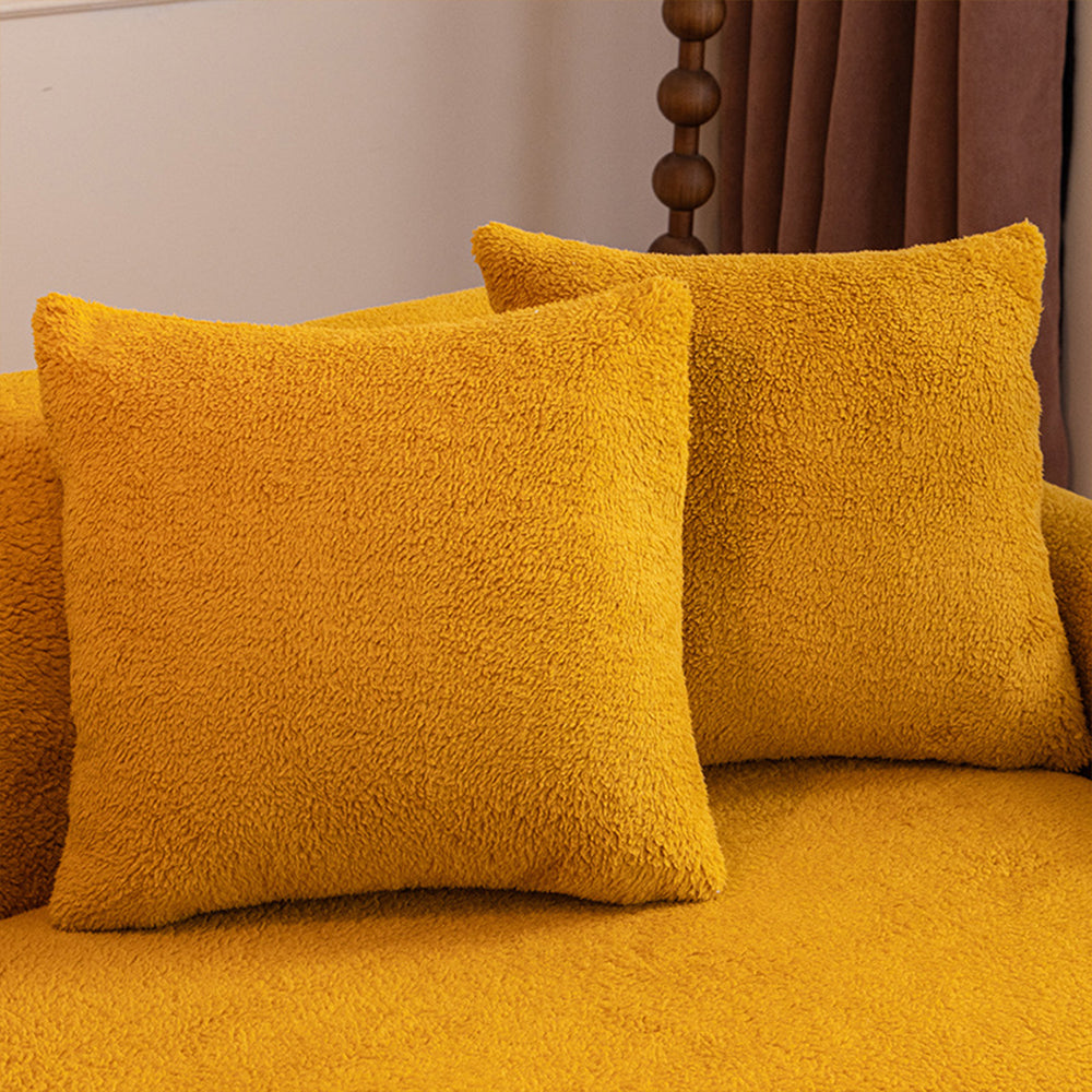 Teddy Fleece Non Slip Couch Cover with Curved Edges