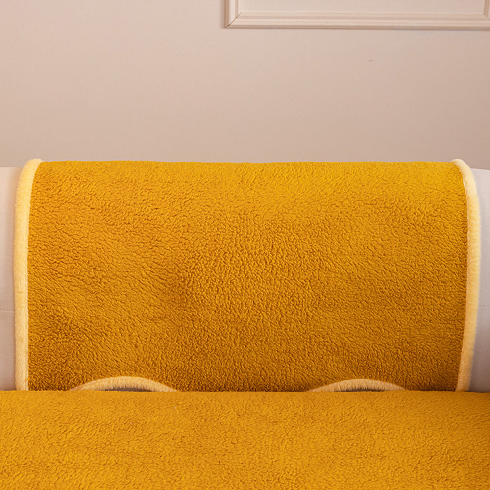 Teddy Fleece Non Slip Couch Cover with Curved Edges