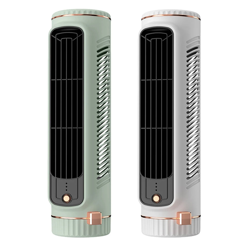 Indoor Airflow | Bladeless Tower Fan with 360-Degree Circulation | USB Rechargeable for Quiet Comfort