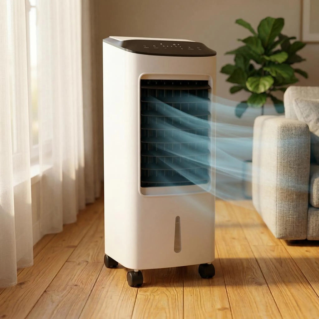 Quiet portable air conditioner cooling a home office