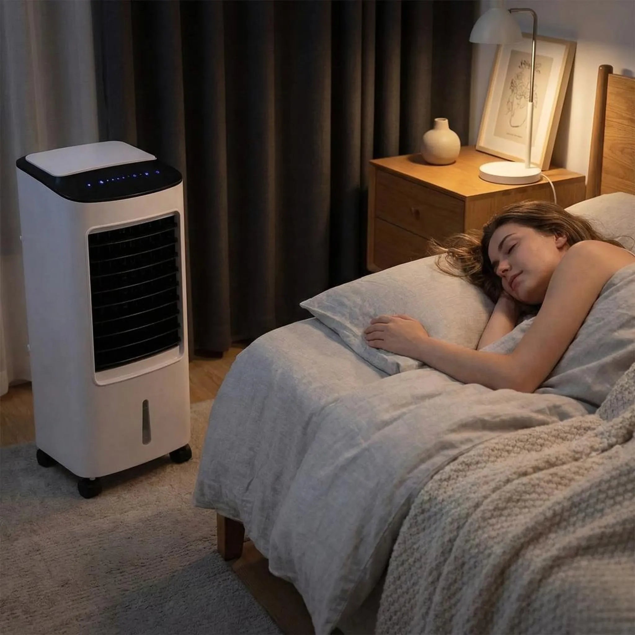 Quiet portable air conditioner cooling a home office