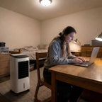 Quiet portable air conditioner cooling a home office