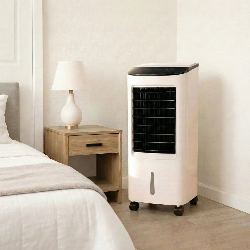 Quiet portable air conditioner cooling a home office